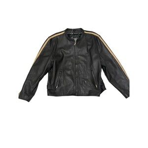 Highway One Leather Jacket Mens 3X black and tan racing motorcycle wear Vintage